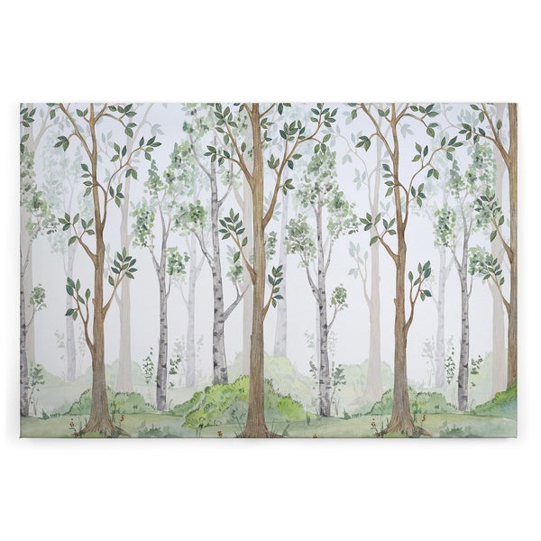 Wandbild auf Leinwand mit Waldmotiv im Aquarellstil zur Dekoration von Innenraumen