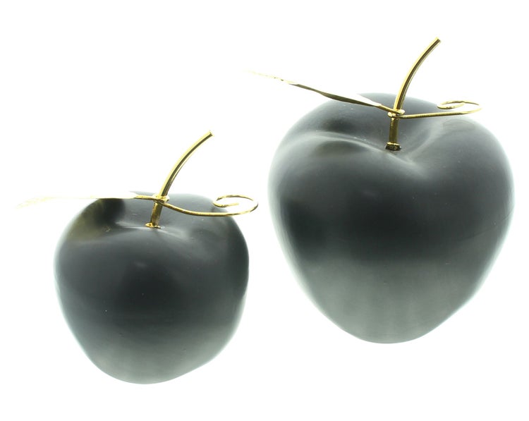 FRANK FLECHTWAREN | Apfel Black, 2er Set, PORZELLAN, METALL, 9,5 x 9 x 11,5 cm, 13 x 11,5 x 14 cm