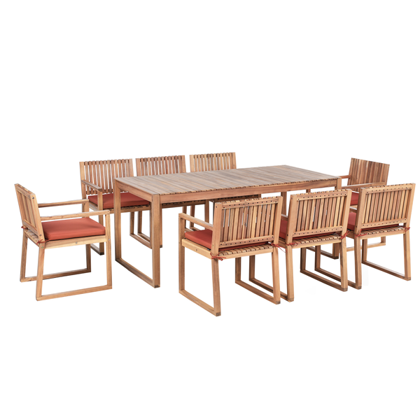 Gartenmöbel Set 8-Sitzer SASSARI PREMIUM inkl. Kissen zertifiziertes Akazienholz Rot