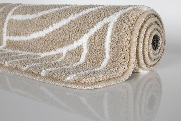 Badteppich Beige Weiß Hilda WECONhome Basics 80x150 cm