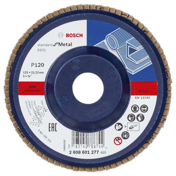 Bosch Fächerschleifscheibe X431 Standard for Metal gerade 125 mm 120 Kunststoff - 2608601277