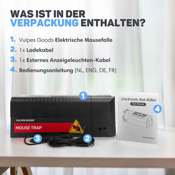 Vulpes Goods Elektrische Mausefalle Pro – Effektive Mausefalle für den Innenbereich – Kabellos & Wiederaufladbar – Sicher