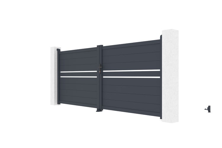Flügeltor 3,5 m CIMONE H.140 graues Aluminium