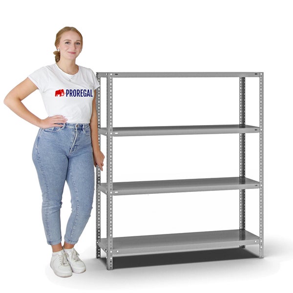 PROREGAL Fachbodenregal Schraubsystem Medium-Duty Grundregal HxBxT 150 x 130 x 40 cm 4 Ebenen Fachlast 200 kg Beidseitig Nutzbar Verzinkt