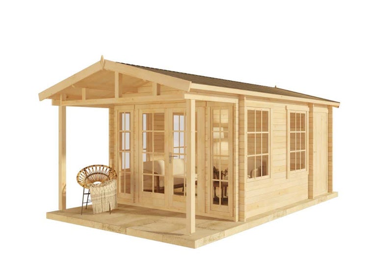 Alpholz Gartenhaus Kim-Avant 40 aus Holz Holzhaus Inklusive: Terrasse Blockbohlenhaus