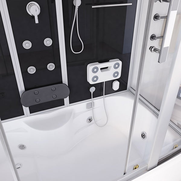Home Deluxe - Dampfdusche DIAMOND, Schwarz, Maße: 170 x 90 x 220 cm - inkl. Radio, Regendusche und komplettem Zubehör I Dampfsauna, Badewanne, Whirlpool, Dusche