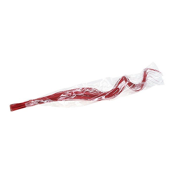 Gewellte Dekozweige in Rot, Bündel in transparenter Folie verpackt.