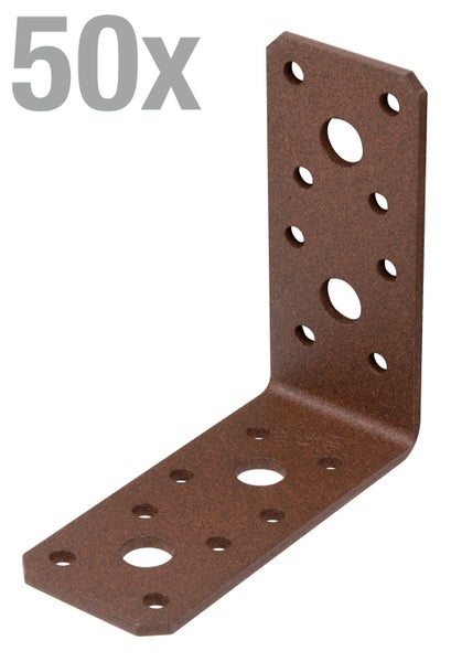 Winkelverbinder aus Metall, 50 Stück, für Holzverbindungen mit verschiedenen Lochdurchmessern.