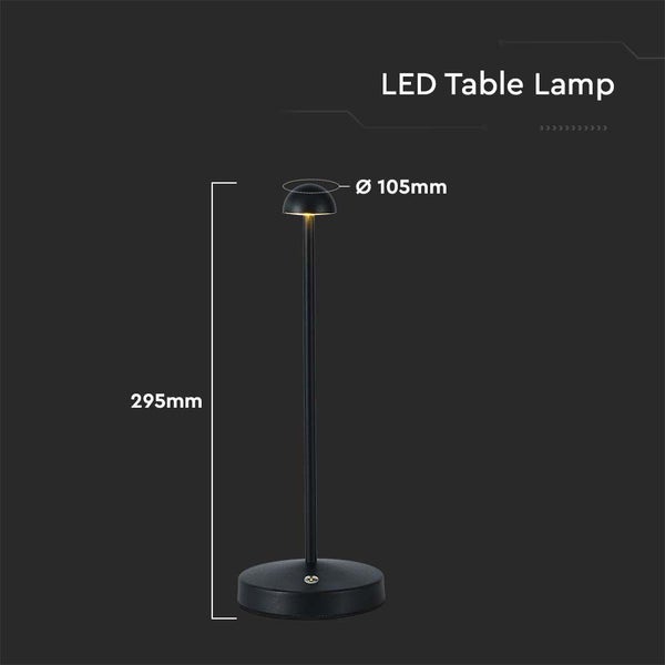 LED-Tischleuchte mit den Maßen 295 mm Höhe und 105 mm Durchmesser