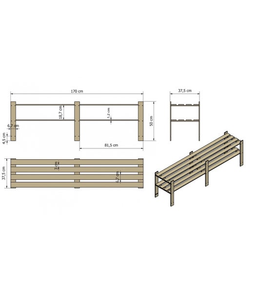 PROREGAL Holzregal Pinepeak HxBxT 50 x 170 x 38 cm 2 Fachboden 1,2 cm Dickes Kiefernholz Grau