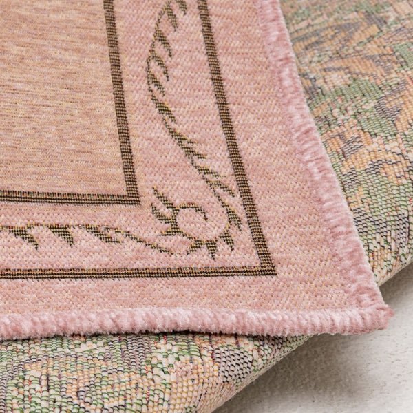 Gewebter Bordürenteppich im floralen Design Flomi Rosa 160x230cm