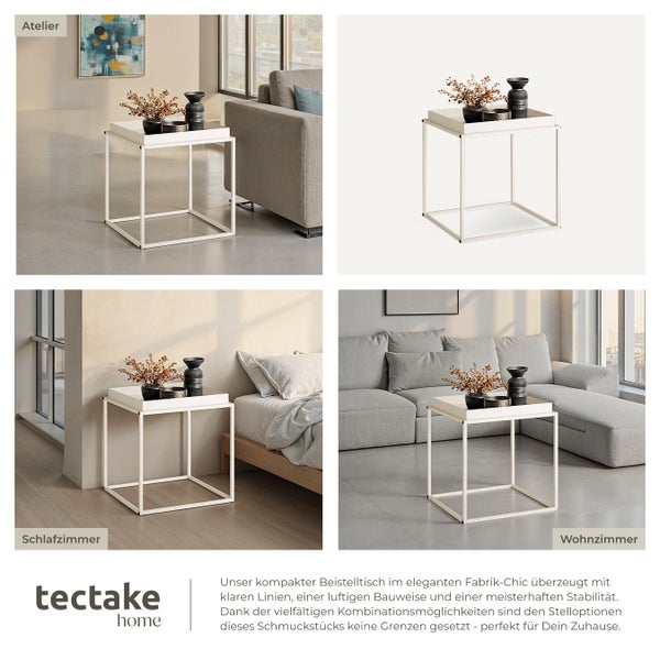 Beistelltisch tectake Cambridge 40 x 40 x 44 cm Stahl creme
