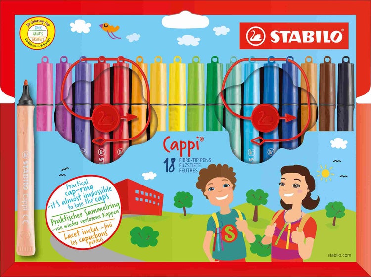 STABILO Filzstift Filzstift mit Kappenring Cappi, 18er Set