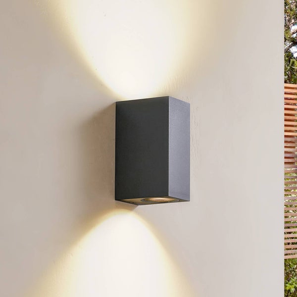 Lindby Wandleuchte außen Fijona (spritzwassergeschützt (Modern) in Grün aus Aluminium (2 flammig, GU10) - Außenwandleuchten Wandlampe Led Außenlampe Outdoor für Außenwand/Hauswand Haus