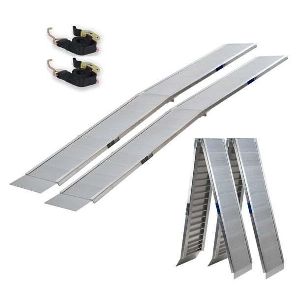TRUTZHOLM 2 x Alu Auffahrrampe klappbar 307 cm extra lang 900 kg geriffelt Motorradrampen