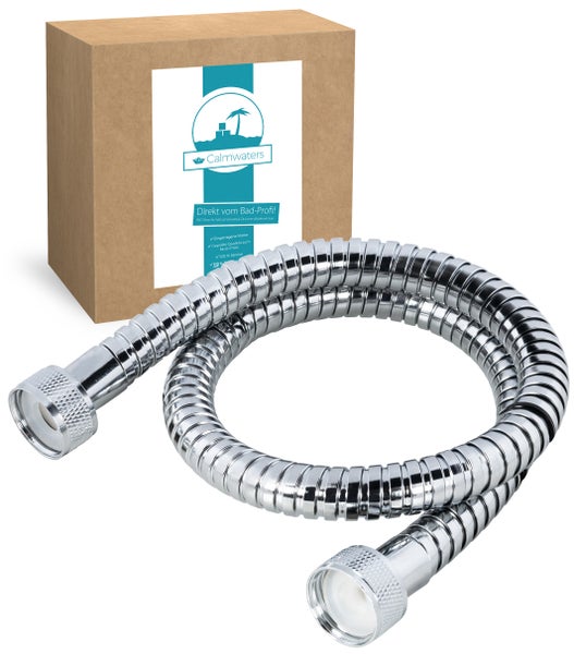 Calmwaters® Brauseschlauch in chrom, 60 cm Länge mit Knickschutz, mit Standard-Anschluss in 1/2, aus Metall, Duschschlauch 0,6 m, 23AG6203