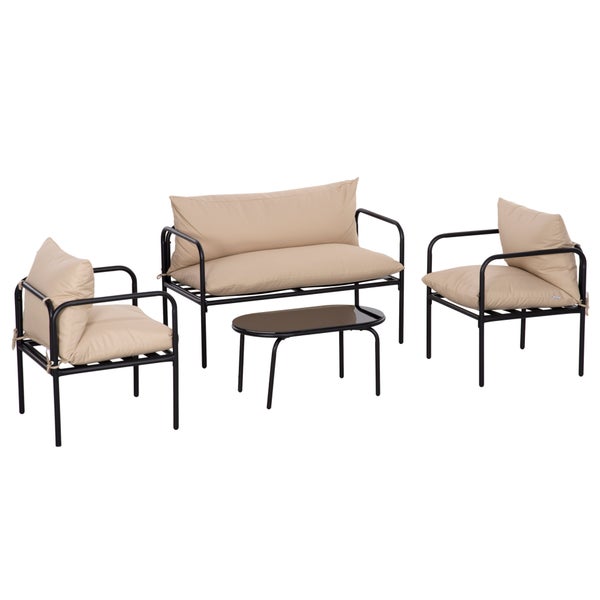 Outsunny 4-tlg. Gartenmöbel-Set, 116L x 58B x 66H cm, Stahl, Polyester, braun