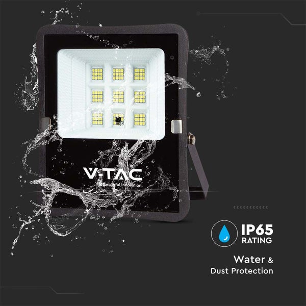 V-TAC VT-55050 - Solar-Flutlicht - IP65 - Schwarzes Gehäuse - 400 Lumen - 4000K