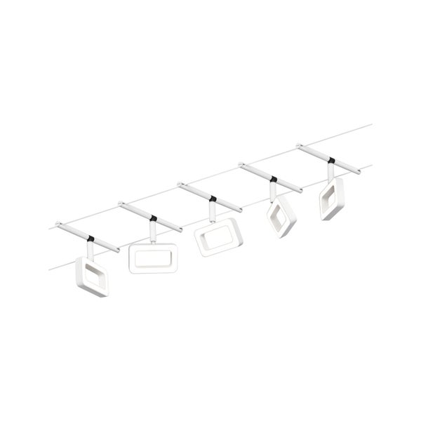 CorDuo LED Seilsystem Frame Basisset 5x280lm 5x4,8W 3000K 230/12V Weiß matt, Chrom