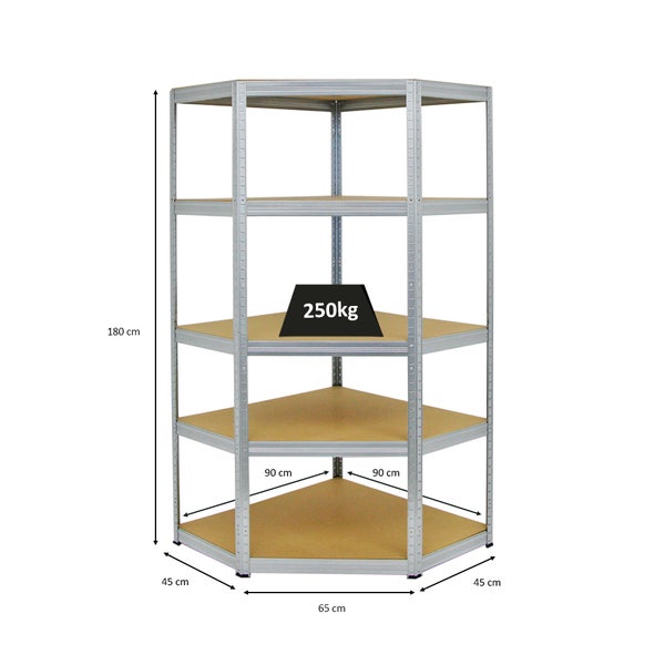 PROREGAL Eckregal Slim Elephant HxBxT 180 x 90 x 45 cm Fachlast 250 kg Verzinkt