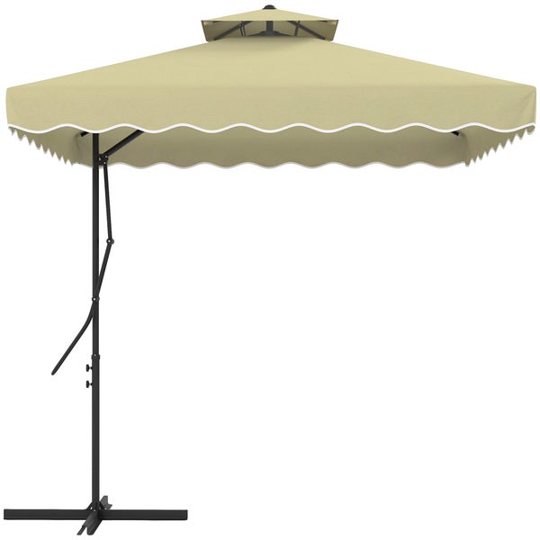 Outsunny Sonnenschirm, Balkonschirm mit UV-Schutz, 243cm x 243cm x 265cm, Metall, Beige