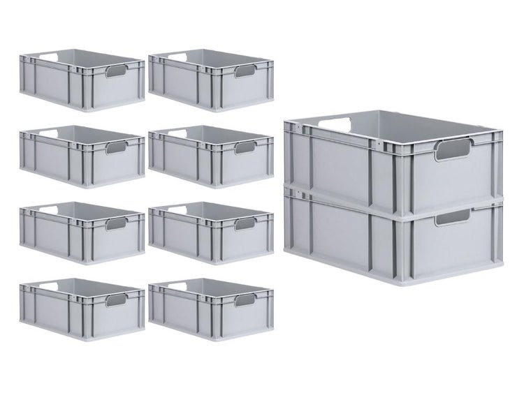PROREGAL Spar Set 10x Eurobox Nextgen Economy Griffe Offen HxBxT 22 x 40 x 60 cm 44 Liter Eurobehälter Transportbox Transportbehälter