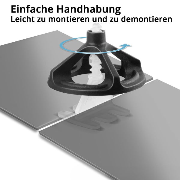 Drehverschluss zur einfachen Montage von Platten