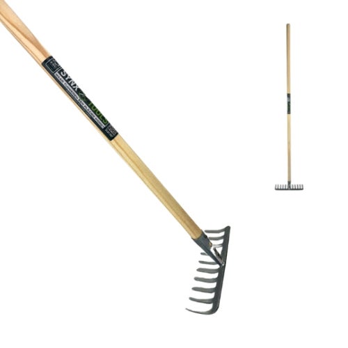 Gartenrechen mit Holzstiel