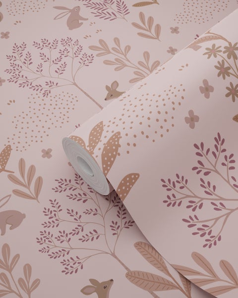 Tapete mit Waldtier- und Pflanzenmuster, Rolle