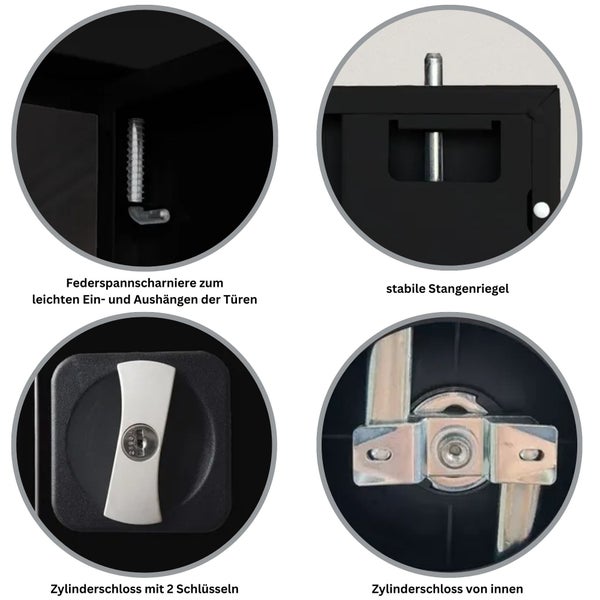 PROREGAL Stahlschrank Bee 6 Fachböden HxBxT 195 x 92 x 60 cm Pulverbeschichtetes & Verstärktes Fachbodenmaterial Weiß & Schwarz
