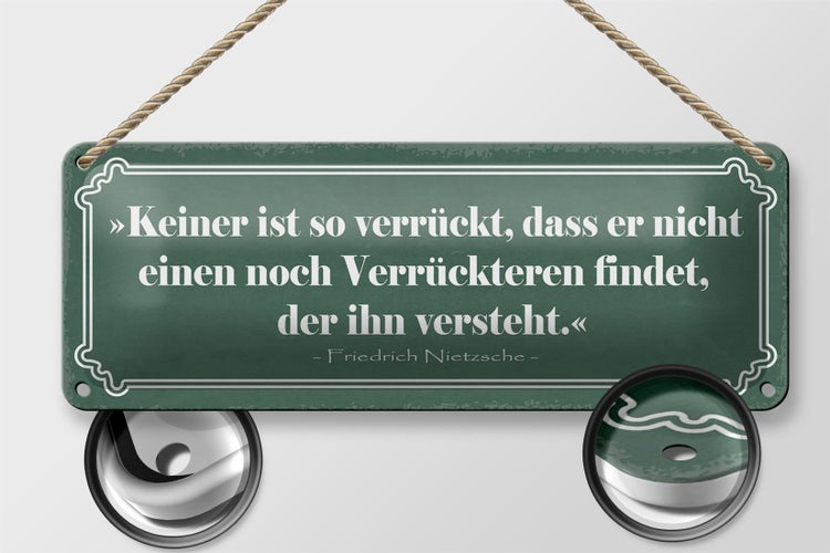 Blechschild Spruch 27x10cm keiner so verrückt dass er nicht Verrückteren findet