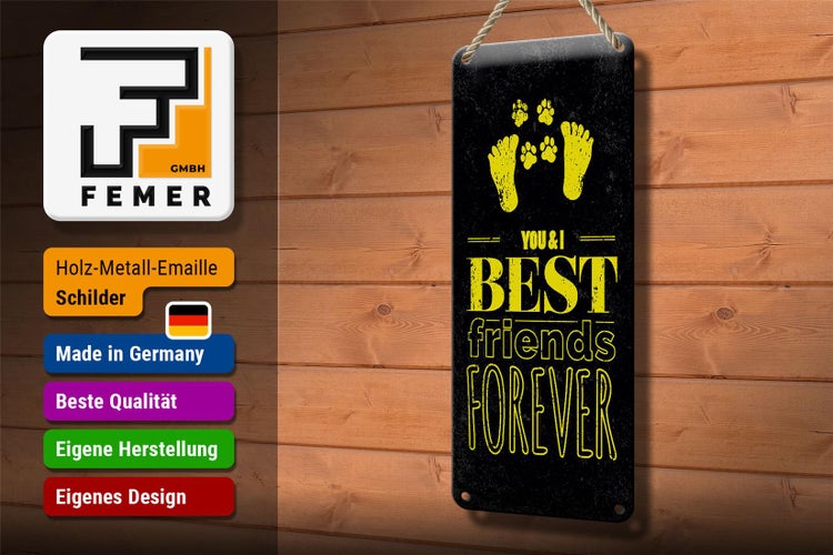 Blechschild Spruch Freunde You I best friends forever 10x27cm