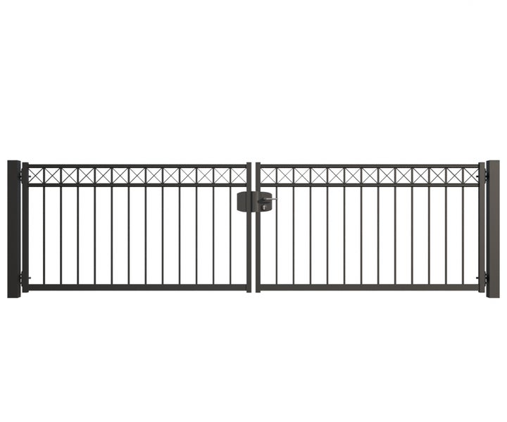 Doppeltor aus Metall mit Schloss für den Außenbereich