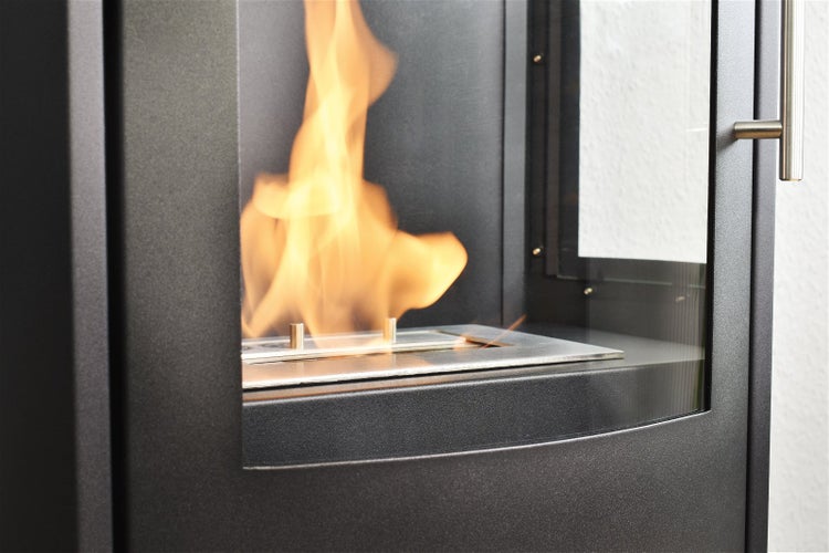 GLOW FIRE Ethanol Kamin 'Göteborg' | Ethanolofen in schwarz mit 6 Std. Brenndauer und 2 KW Heizleistung | HxBxT: 97,8x50x30 cm