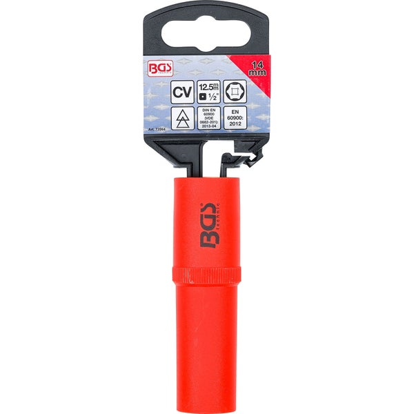 BGS VDE-Steckschlüssel-Einsatz Sechskant Antrieb Innenvierkant 12,5 mm (1/2) SW 14 mm - 72064