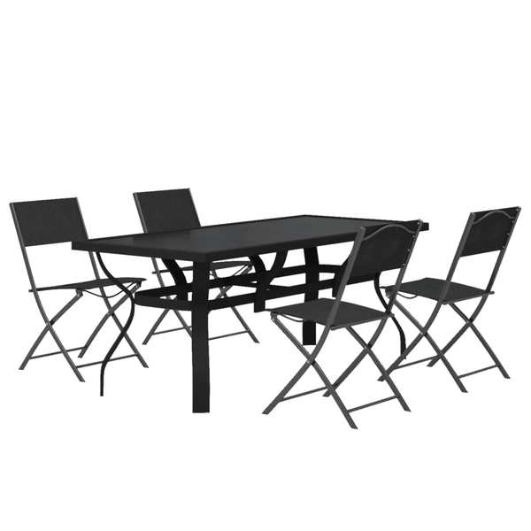 5-tlg. Garten-Essgruppe Grau und Schwarz