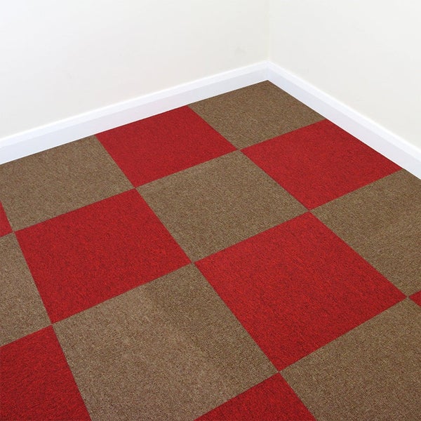 40 Teppichfliesen 50 x 50cm Sand & Fieberrot 10m²
