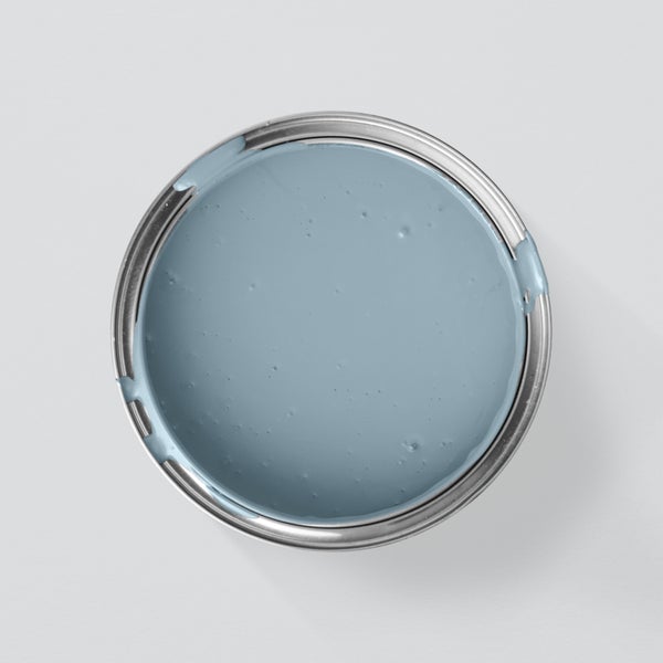 MissPompadour extramatte Wandfarbe 1L Blau mit Grau - sehr hohe Deckkraft - geruchsneutrale, spritzfreie Farbe - atmungsaktive, wasserbasierte Innenfarbe/Deckenfarbe - Die Wertvolle