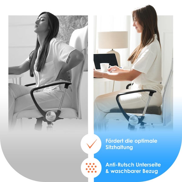 DYNMC you Keilkissen Stuhl Mittelhart H3 - Test SEHR GUT - [MIT PHYSIOTHERAPEUTEN ENTWICKELT] - Ergonomisches Sitzkissen Bürostuhl & Co - Entlastet Rücken & Erhöht Sitzkomfort