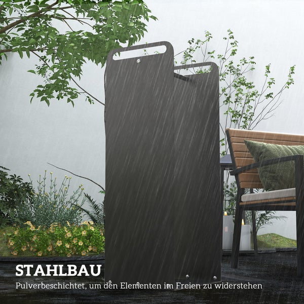 Outsunny Kaminholzregal, mit Griffe, für Outdoor, Indoor, bis 30 kg, 36 x 30 x 90 cm, Stahl, Schwarz