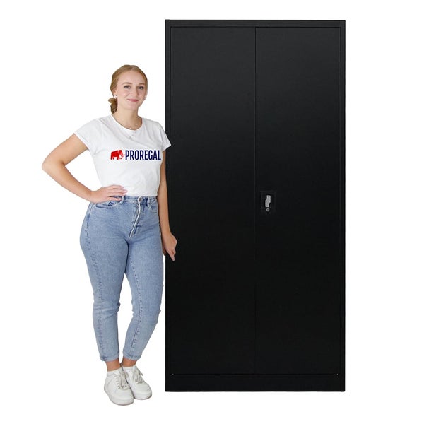 PROREGAL Mega Deal 3x Flügeltürenschrank ELEPHANT HxBxT 185 x 90 x 40 cm 4 Fachböden Schwarz