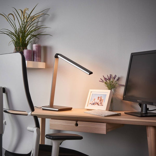 Lindby LED Tischlampe Kunomit USB Anschluss dimmbar (Modern) in Alu (1 flammig, ) - Tischleuchte Schreibtischlampe Nachttischlampe Arbeitszimmerleuchte