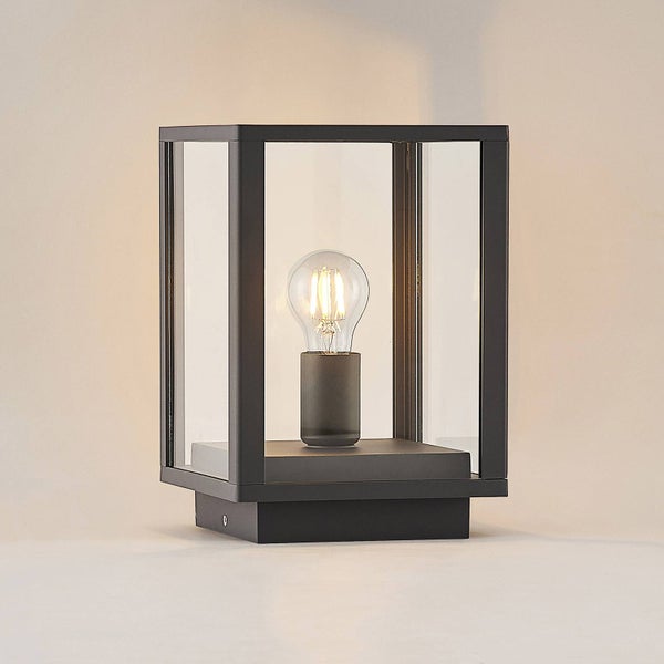 Lindby Außenleuchte Giavanna (spritzwassergeschützt (Modern) in Schwarz aus Aluminium (1 flammig, E27) - Wegeleuchte Pollerleuchte Wegelampe Sockelleuchte