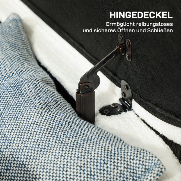 HOMCOM Sitzbank mit Stauraum Polsterbank mit Teddysamtoptik, Sitztruhe mit Metallbeine, Truhenbank für Wohnzimmer Schlafzimmer Flur 114 x 47 x 46,5 cm, Weiß