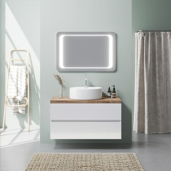 Badezimmermöbel Set mit Spiegel mit LED Beleuchtung | Elba