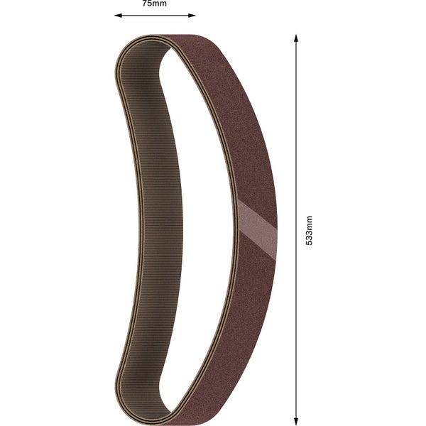 Schleifband mit den Maßen 75 mm x 533 mm