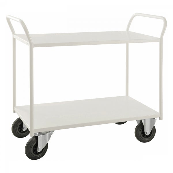 Servierwagen mit zwei Ablageflächen und Rädern