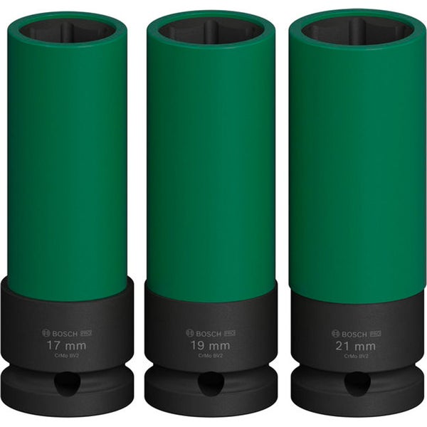 Bosch Steckschlüsselsatz mit den Größen 17 mm, 19 mm und 21 mm