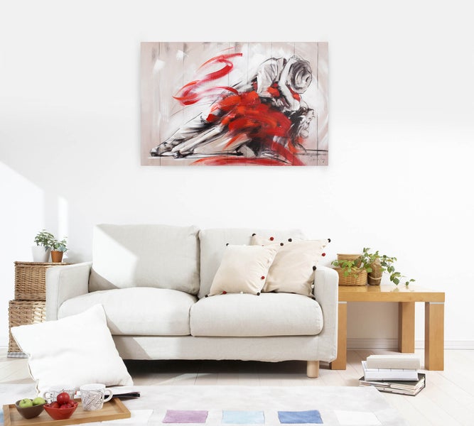 Handgemaltes Gemälde Acrylfarbe 90x60cm Rot
