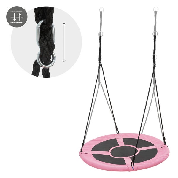 ECD Germany Nestschaukel Ø100 cm, Pink, Tellerschaukel für Kinder & Erwachsene, Höheverstellbare Kinderschaukel Outdoor, Hängeschaukel 150 kg belastbar, Gartenschaukel Rundschaukel geschlossener Sitz